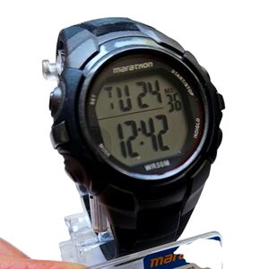 ⌚️ Marathon By Timex WR 50m Unisex Black Digital Sports Watch NEW in Box